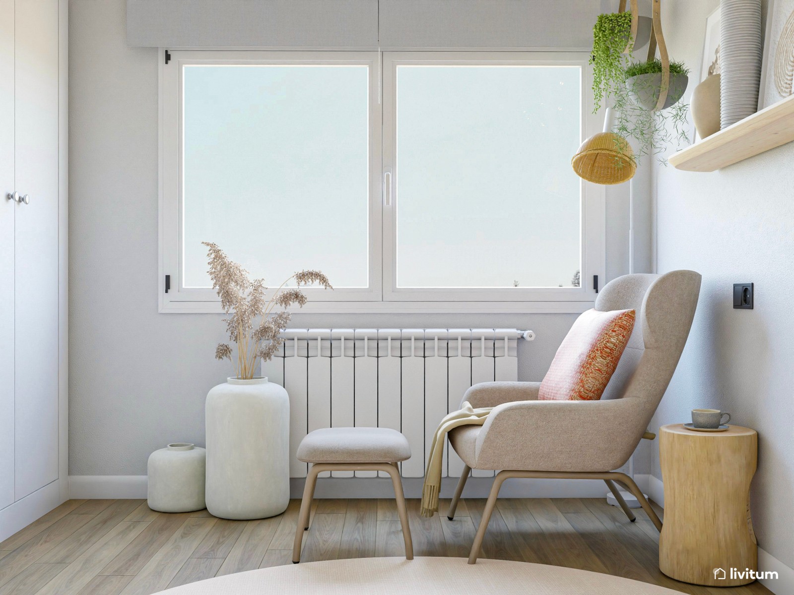 Habitación juvenil en tonos pastel de 10 m² 