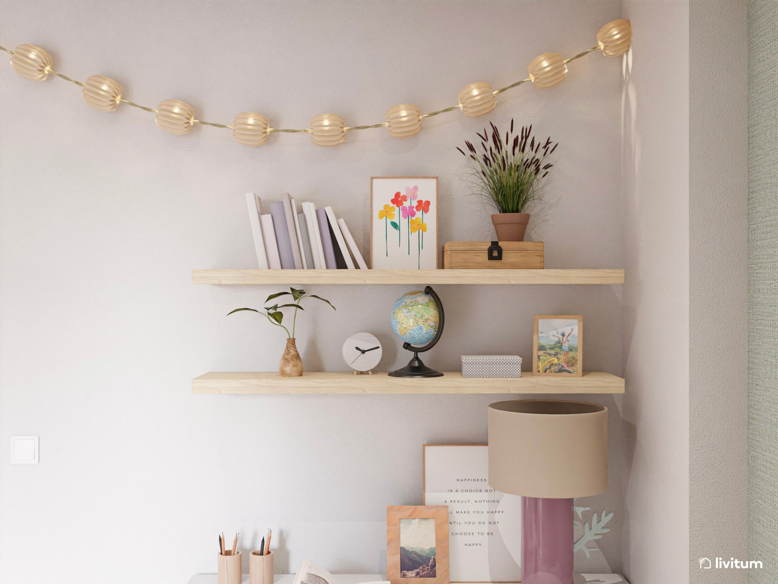 Habitación juvenil para dos con zonas separadas para dos adolescentes
