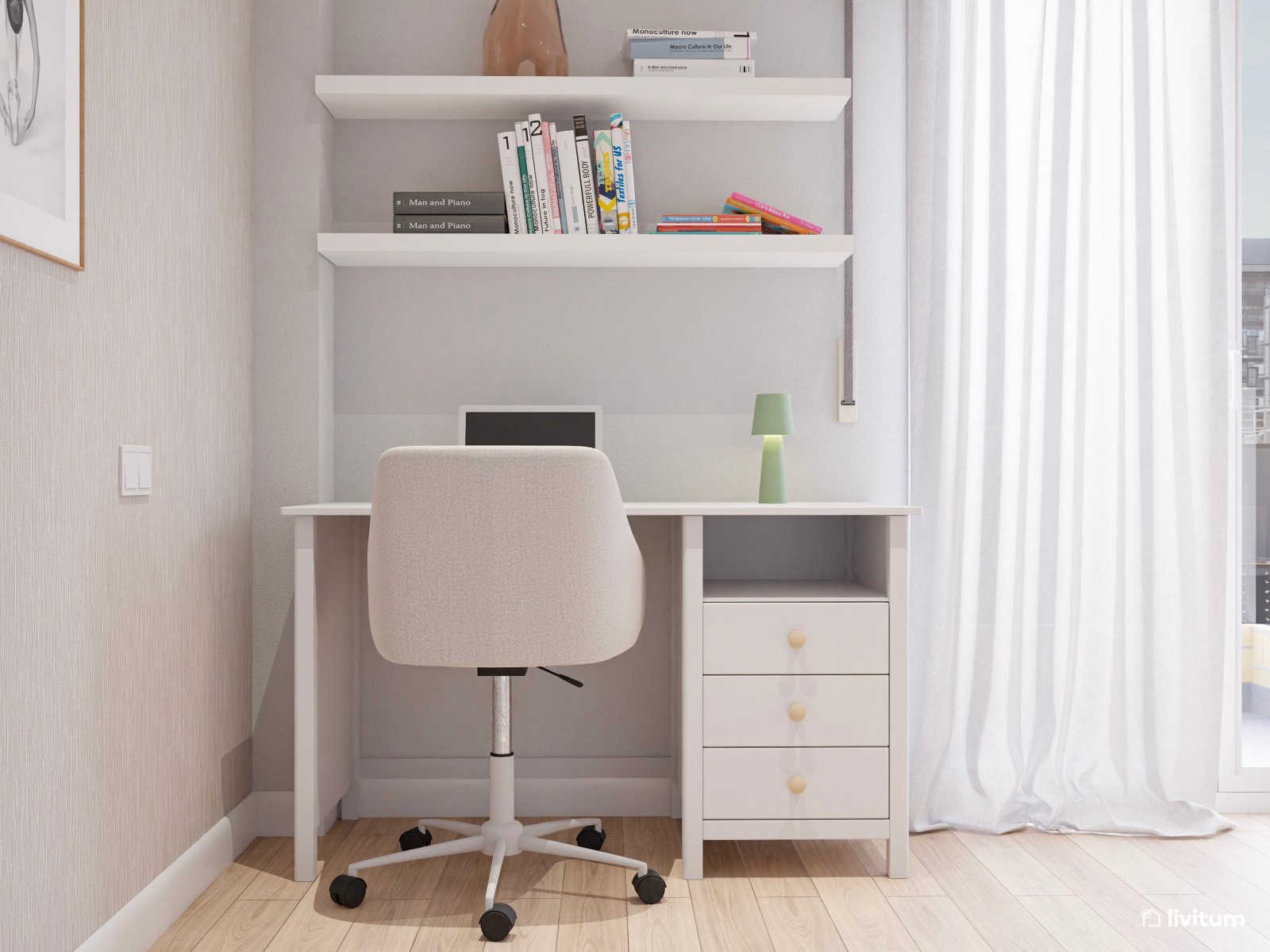 Habitación juvenil para dos con zonas separadas para dos adolescentes