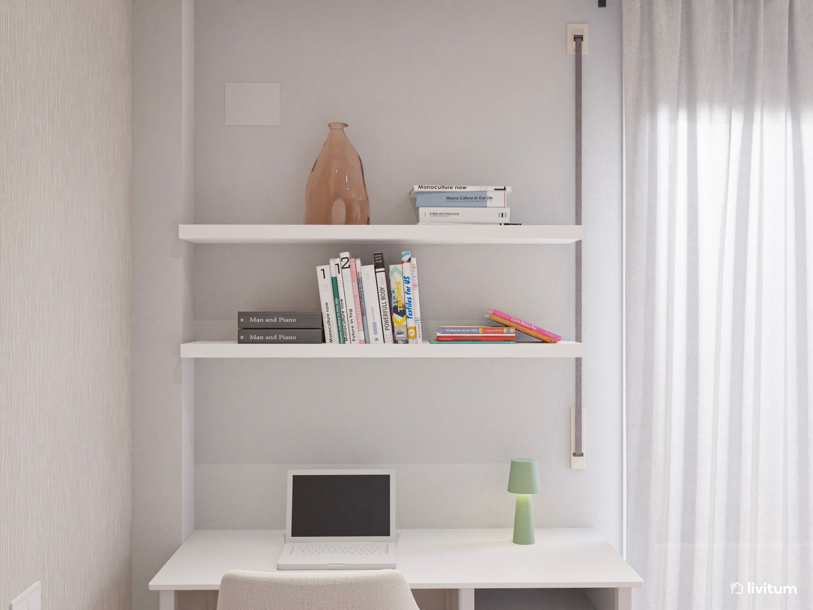 Habitación juvenil para dos con zonas separadas para dos adolescentes