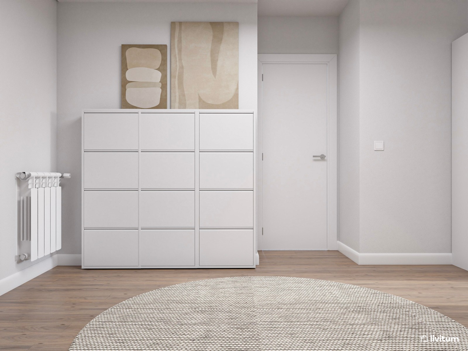 Habitación juvenil ToTal White con zona de despacho separada por acristalamiento