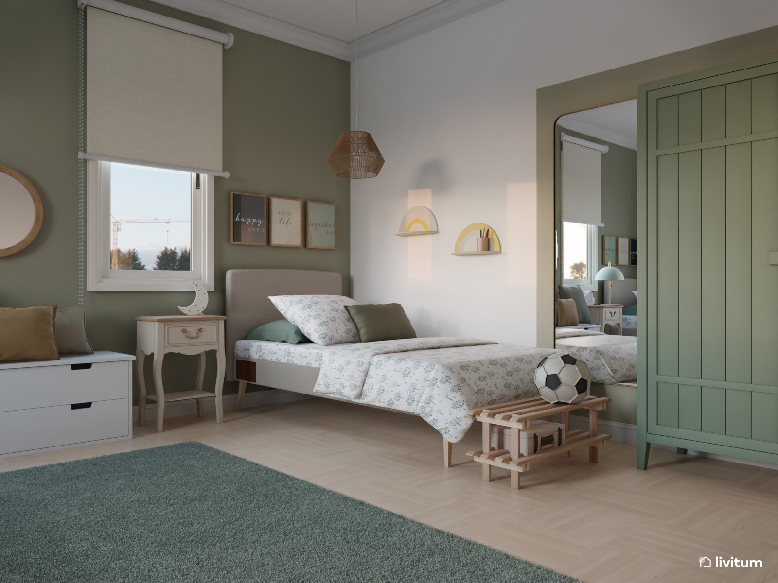 Habitación moderna y nórdica para dos hermanos 