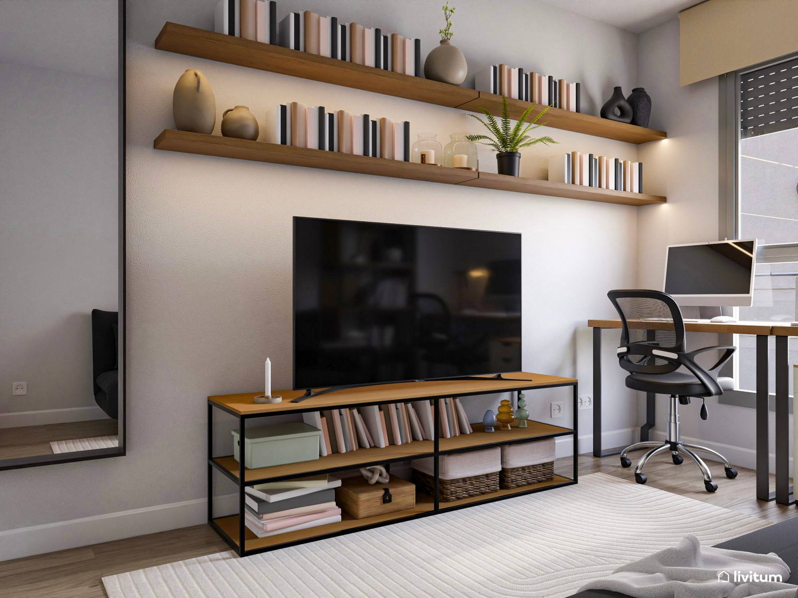 Habitación multifunción despacho, salón y dormitorio de invitados