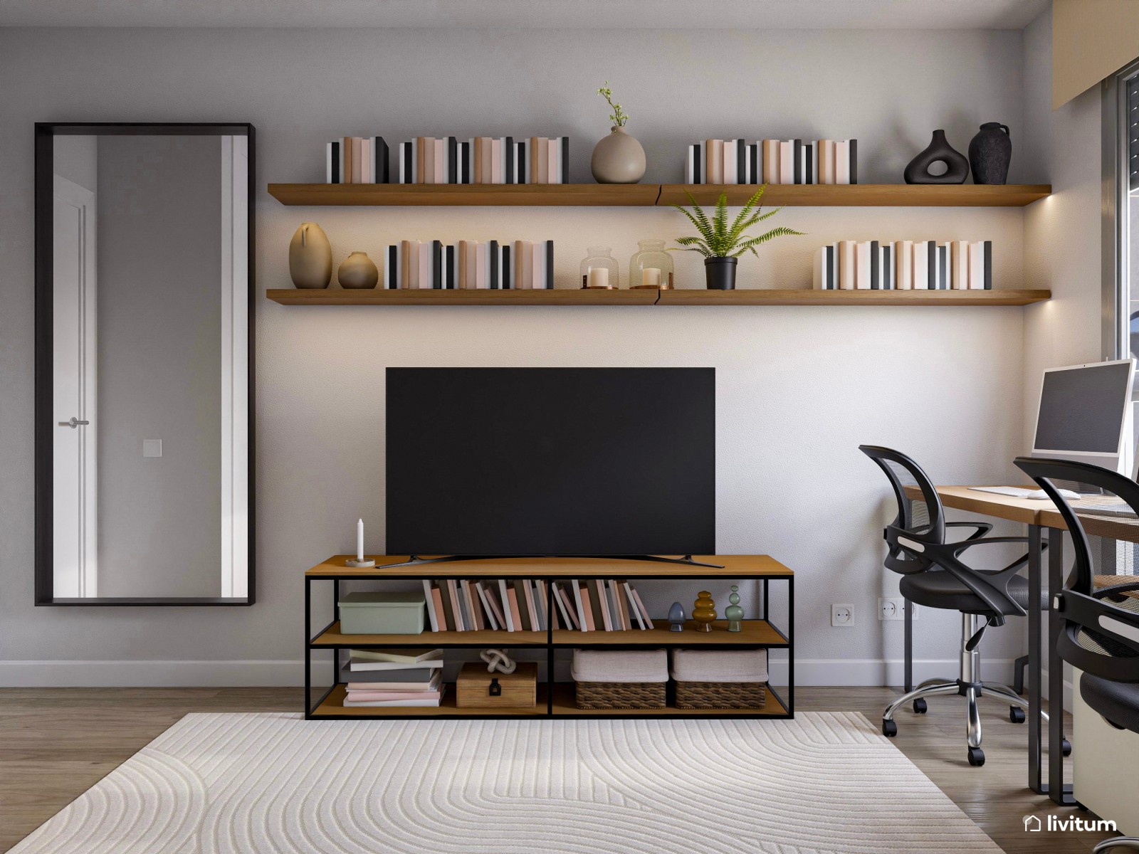 Habitación multifunción despacho, salón y dormitorio de invitados