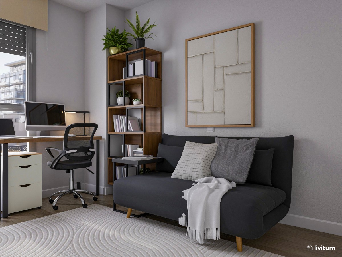Habitación multifunción despacho, salón y dormitorio de invitados