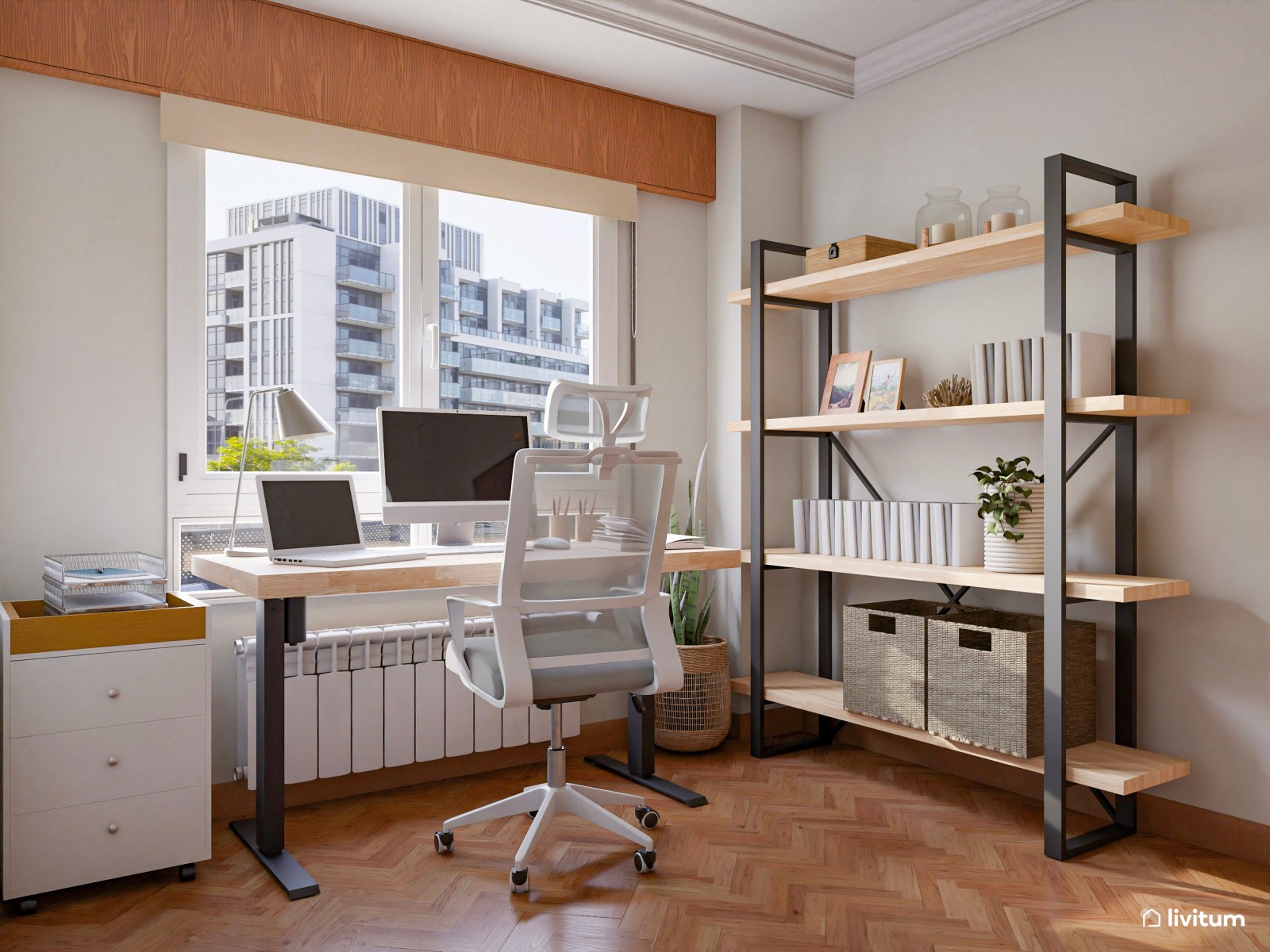 Habitación multiusos con despacho, gimnasio y sillón cama