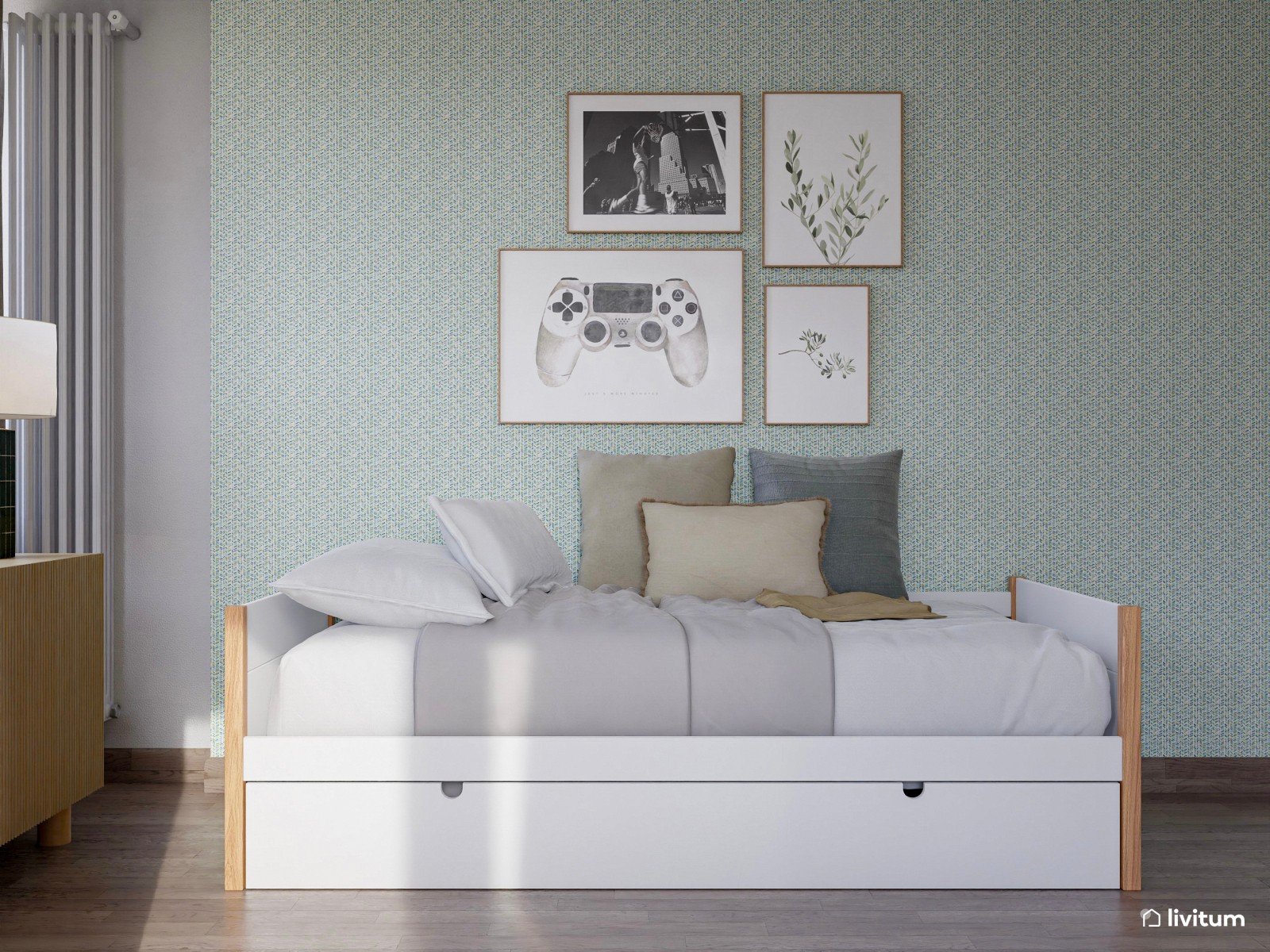 Habitación polivalente con estudio y cama nido