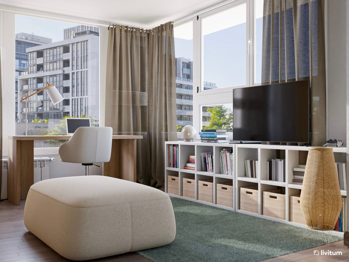 Habitación polivalente con estudio y cama nido