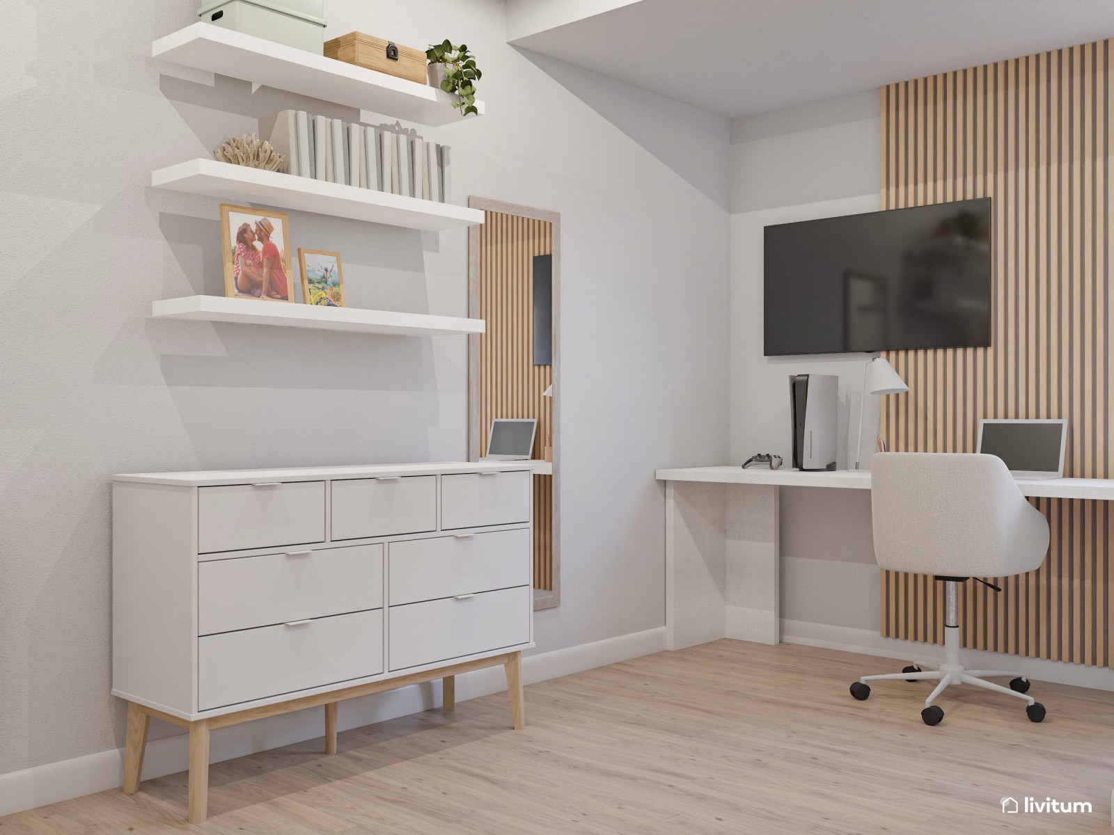 Habitación Total White con zona de escritorio