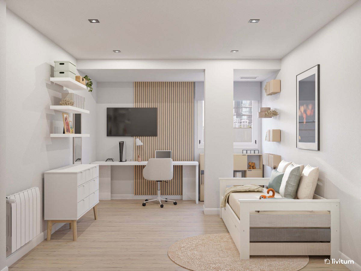 Habitación Total White con zona de escritorio