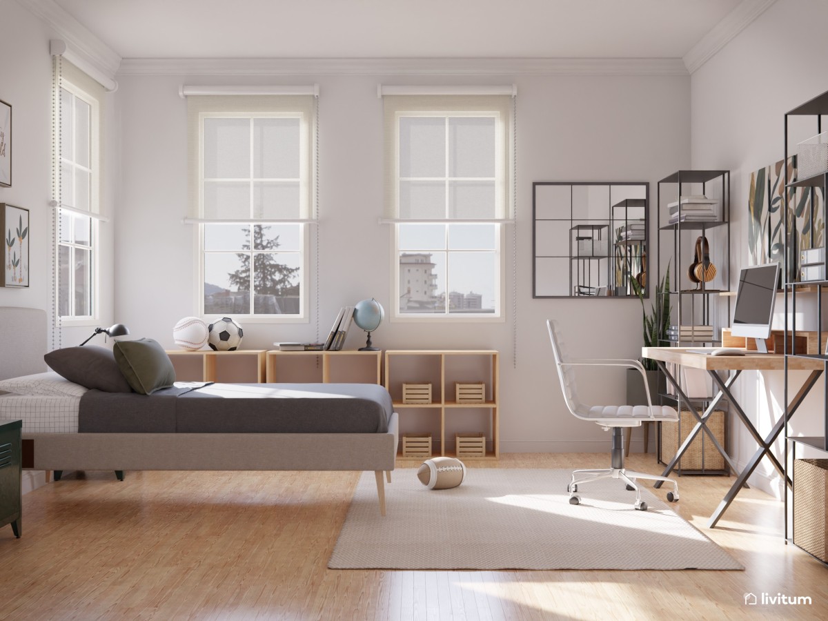 Industrial y moderno, dos estilos para esta habitación