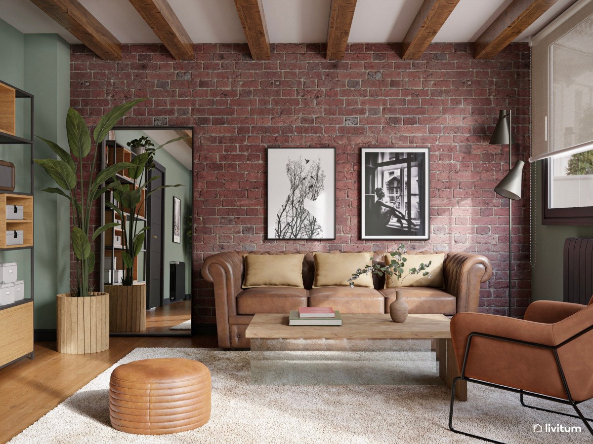 Inspiración industrial para pequeño salón