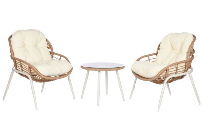 SILLON SET 3 RATAN SINTETICO METAL 55X55X47 BEIGE, Wabitap