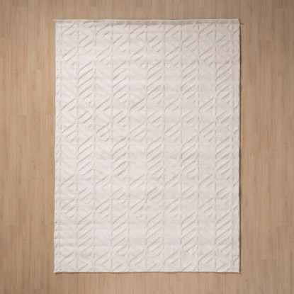 Alfombra geométrico crudo poliester 200 x 1,70 x 300 cm, Wood Nature