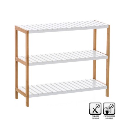 Zapatero 3 baldas bambú-mdf 70 x 26 x 59 cm, Unimassa
