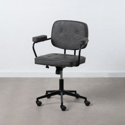 Silla ruedas negro metal / simil piel 56 x 56 x 92 cm, Wood Nature