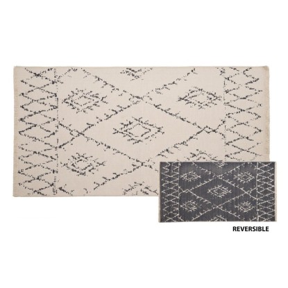 Alfombra beige algodón decoración 80 x 150 cm_REVERSIBLE BEIGE, Wood Nature