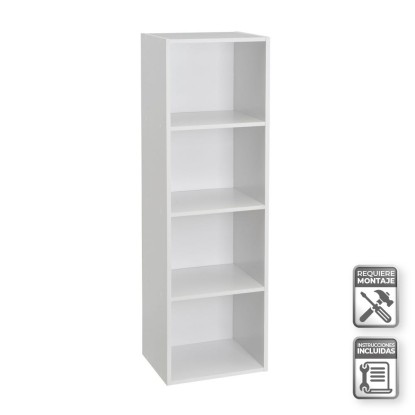 Estantería 4 baldas pb blanco 30 x 24 x 106 cm, Unimassa