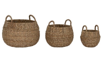 CESTA SET 3 SEAGRASS METAL 45X45X28 NATURAL, Wabitap