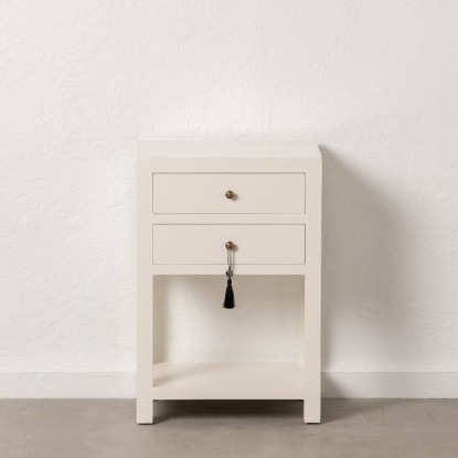 Mesita blanco madera 45 x 30 x 66 cm, Wood Nature