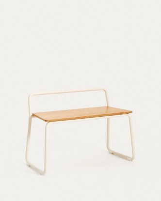 Banco Tinn de chapa de fresno y estructura de metal beige 75 cm, Kave Home