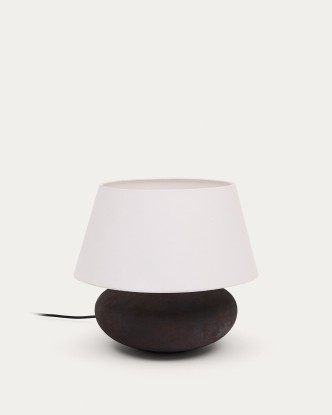 Lámpara de mesa Nessi de metal con acabado efecto terracota negro, Kave Home