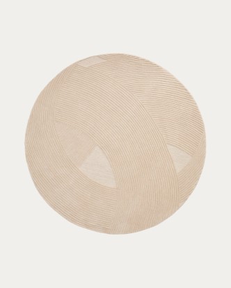 Alfombra Domm de lana beige Ø 200 cm, Kave Home