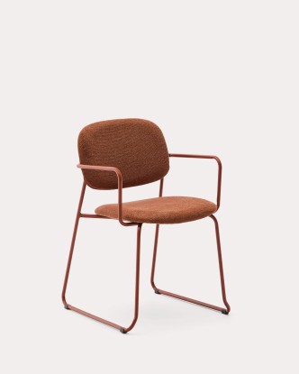 Silla Meli de chenilla terracota y estructura de metal terracota FSC Mix Credit, Kave Home
