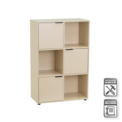 Estantería 3 puertas mei pb greige 60 x 29 x 90 cm, Unimassa