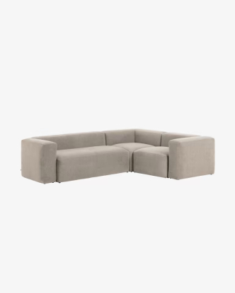 Sofá rinconero Blok 3 plazas grande crudo 290 x 230 cm, Kave Home