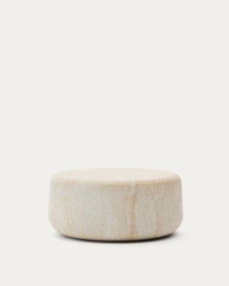 Mesa de centro Drasi de cemento con acabado efecto travertino Ø90 cm, Kave Home