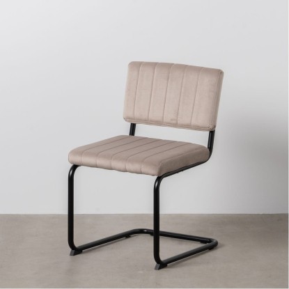 Silla beige tejido-metal contract 48 x 56 x 82 cm, Wood Nature