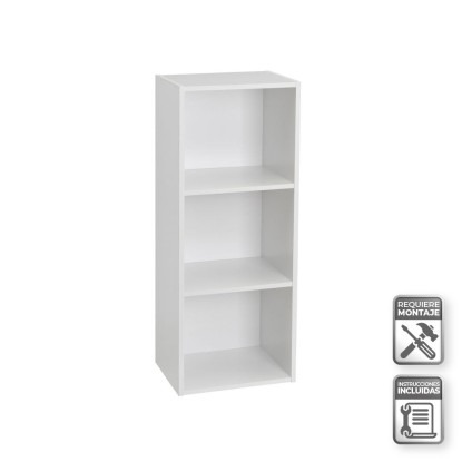 Estantería 3 baldas pb blanco 30 x 24 x 80 cm, Unimassa