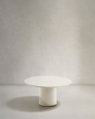 Mesa de centro Albanella de cemento con acabado blanco brillante Ø85 cm, Kave Home