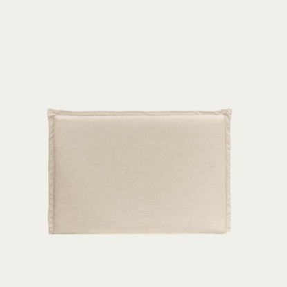 Claire - Cabecero tapizado desenfundable de lino beige de 140x110cm, Decowood