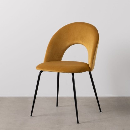 Silla ocre tejido-metal contract 49 x 60 x 81 cm, Wood Nature