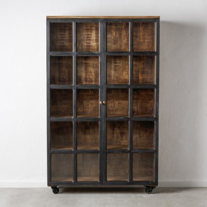 Vitrina negro-natural madera de mango 120 x 40 x 194 cm, Wood Nature