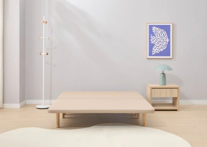 Base tapizada Beige para colchón de 150x190, MARMOTA