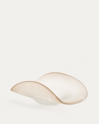 Centro de mesa Vionze de vidrio beige 41 x 25 cm, Kave Home