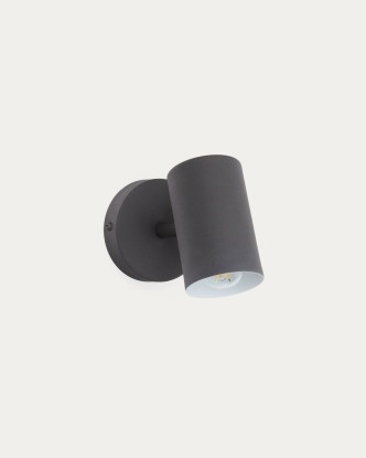 Aplique de pared Manie de metal con acabado efecto hierro fundido negro, Kave Home