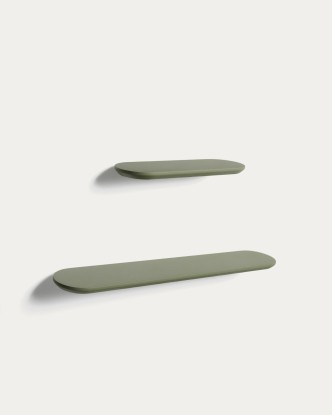 Set Arely de 2 estantes de MDF con acabado lacado verde 35 cm / 55 cm, Kave Home