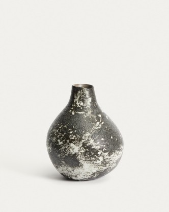 Jarrón Orelin de cerámica negro y blanco 30 cm, Kave Home