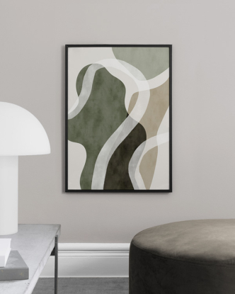 ABSTRACT GREEN SHAPES NO1 POSTER 50x70 negro, Desenio