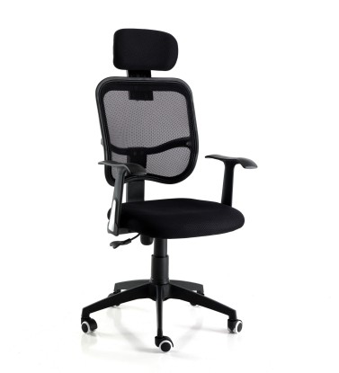 Silla de oficina con reposacabezas COOL BLACK , Tomasucci