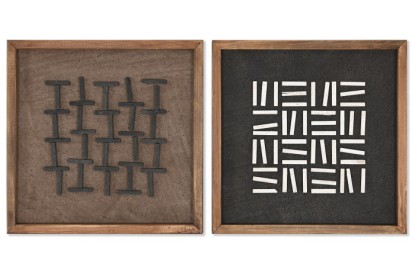 CUADRO MADERA RECICLADA PINO 44X8X44 2 SURT., Wabitap