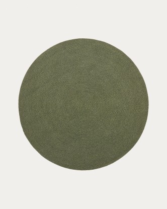 Alfombra redonda Despas de fibras sintéticas verde Ø 200 cm, Kave Home