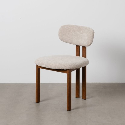 Silla beige tejido-metal 50 x 47 x 81 cm, Wood Nature