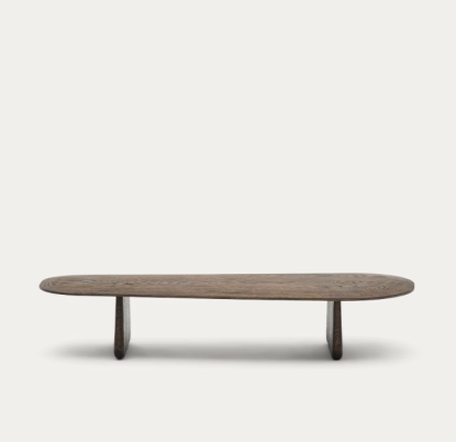 Mesa de centro Pirita de madera maciza de roble con acabado negro 146 x 56,5 cm FSC 100%, Kave Home