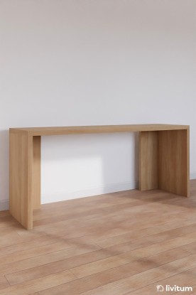 Mesa de estudio Kay custom patas madera 200 teka, Baixmoduls