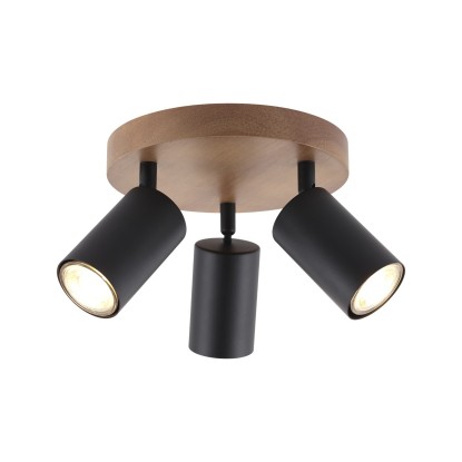 REDONDO 3L PIREO NEGRO-MADERA 3 X 50W GU-10, AJP